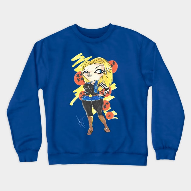 Android 18 THICK Crewneck Sweatshirt by Geeky Gimmicks